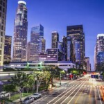 Los Angeles, California, USA early morning downtown cityscape.